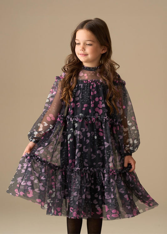 Girl Print Mesh Dress