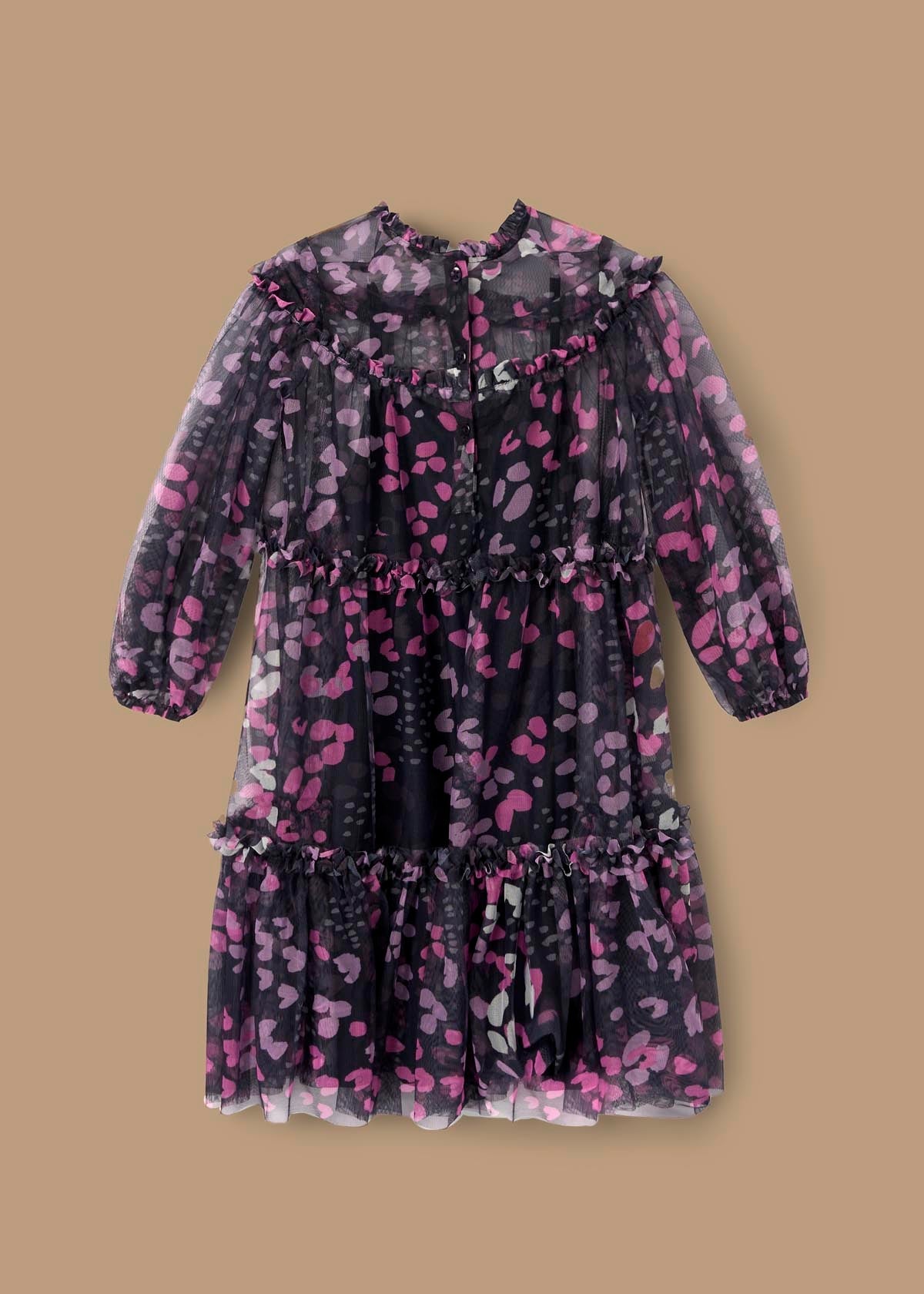 casual girl print mesh dress