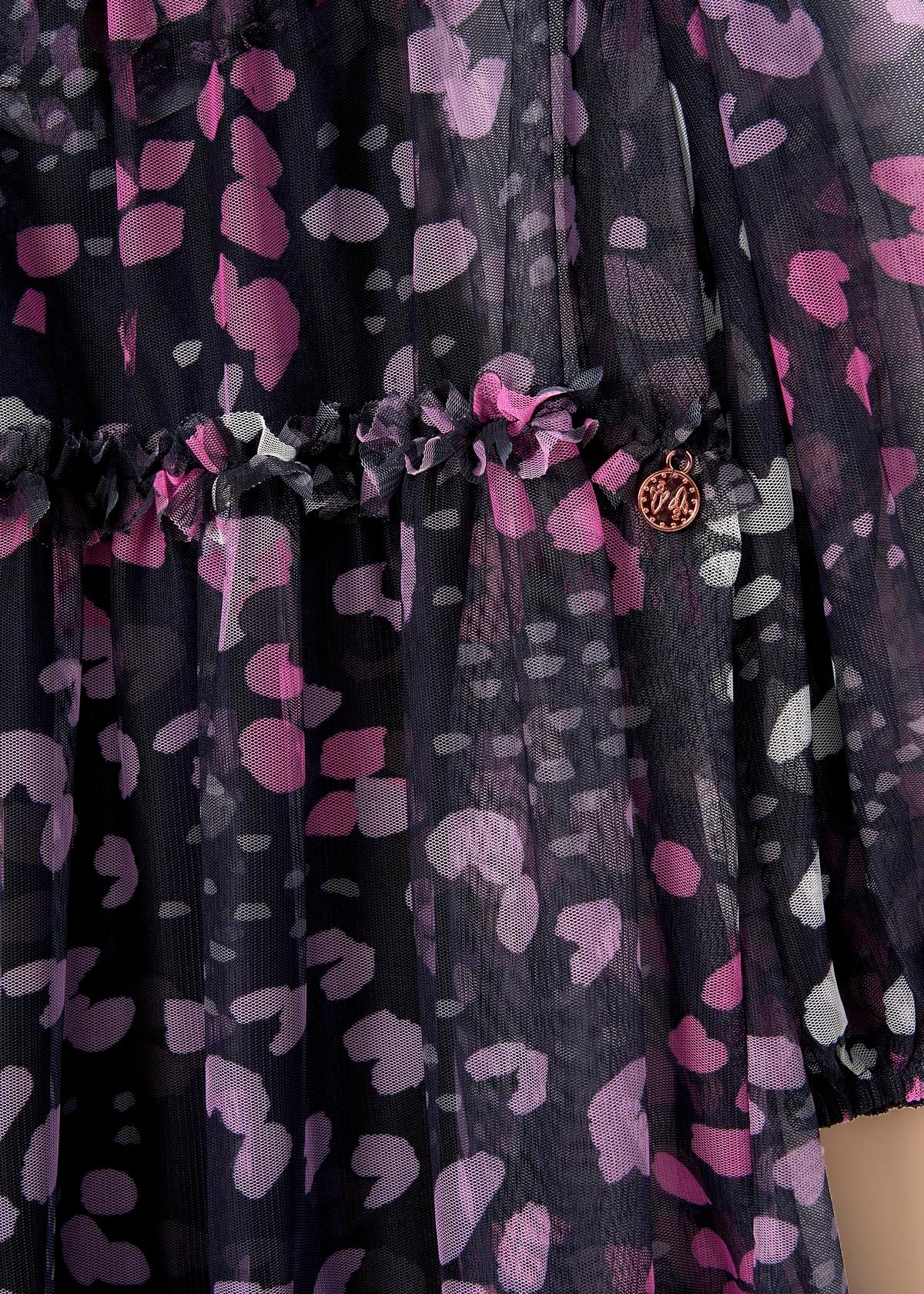 online girl print mesh dress