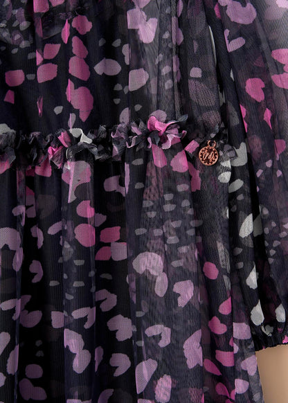online girl print mesh dress