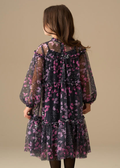 mini girl print mesh dress