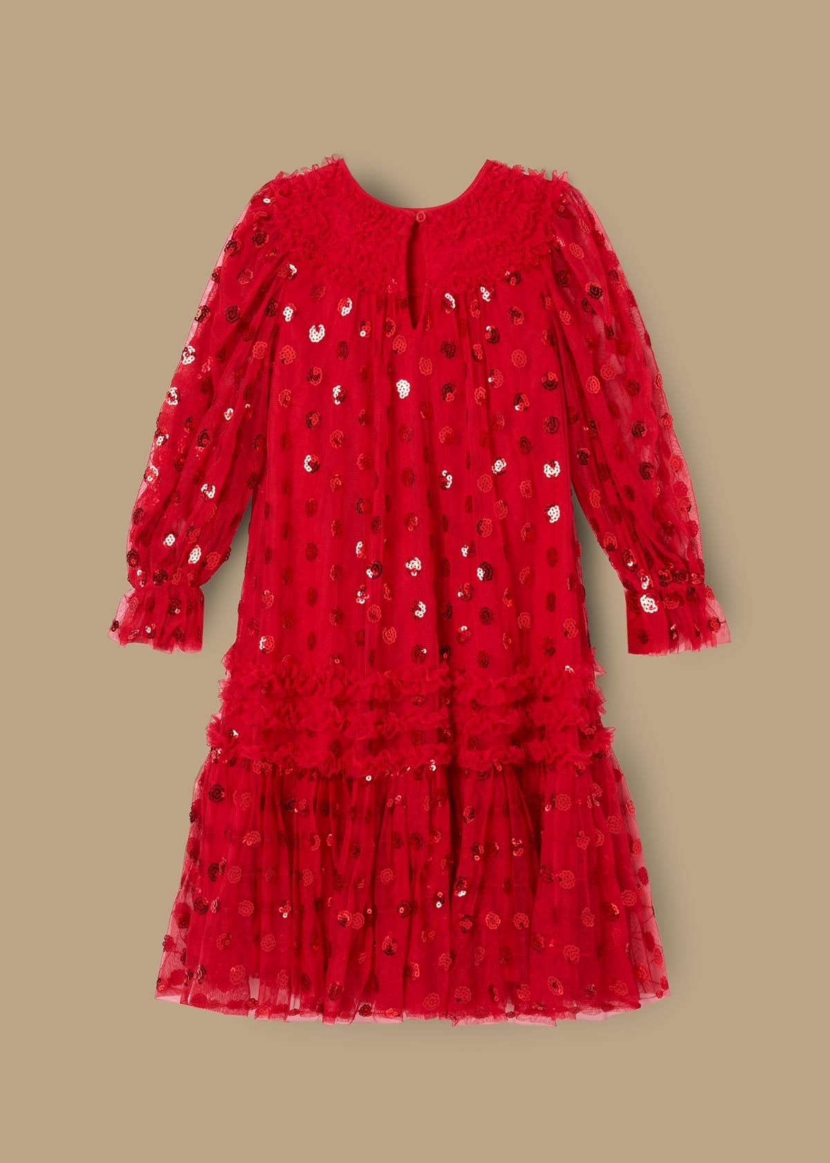 maxi girl ruffle mesh dress