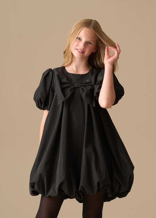 Girl Puffball Bow Collar Dress