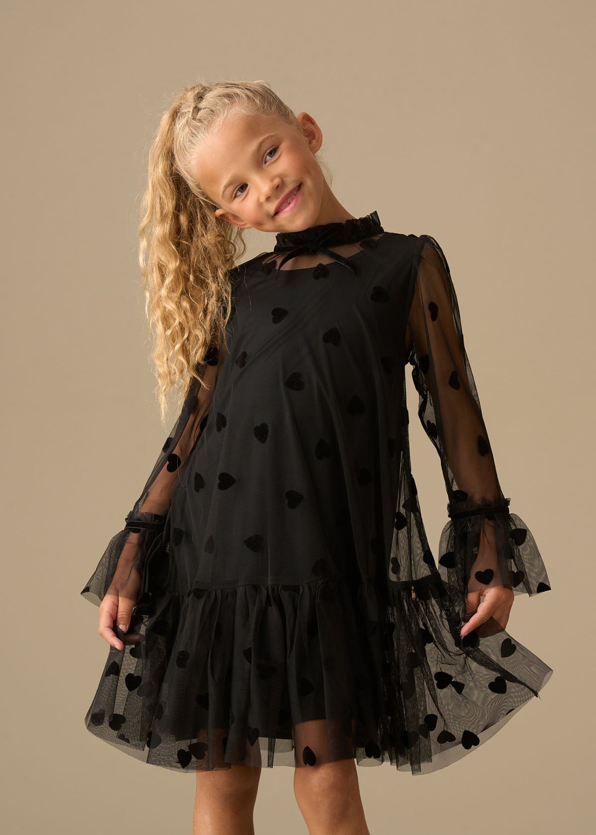 black girl flock heart mesh dress