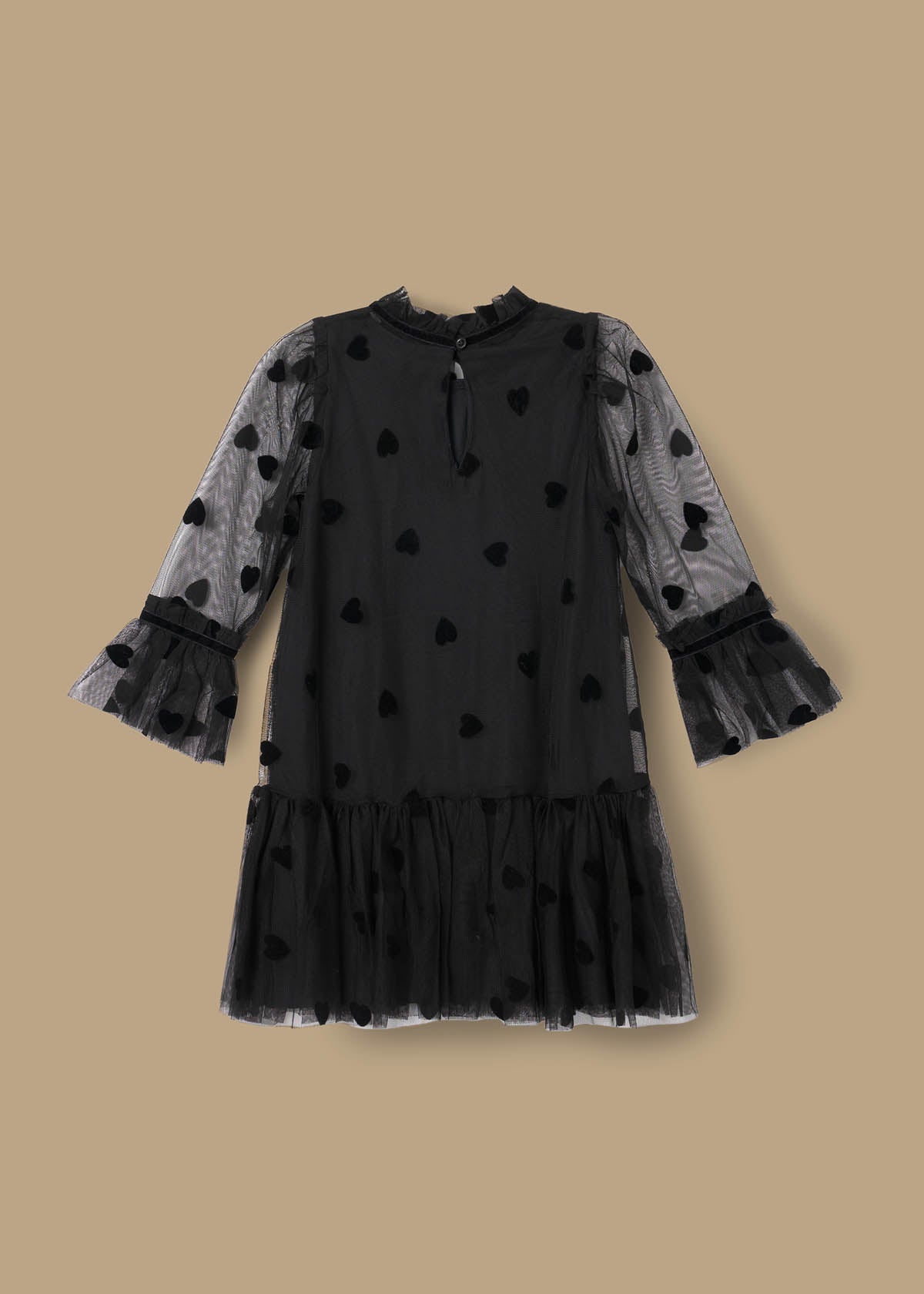 online girl flock heart mesh dress