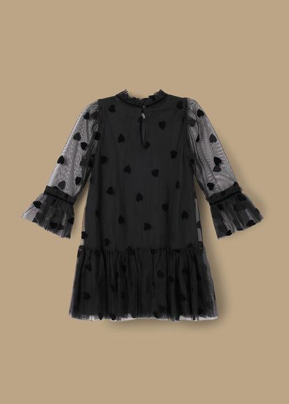 online girl flock heart mesh dress