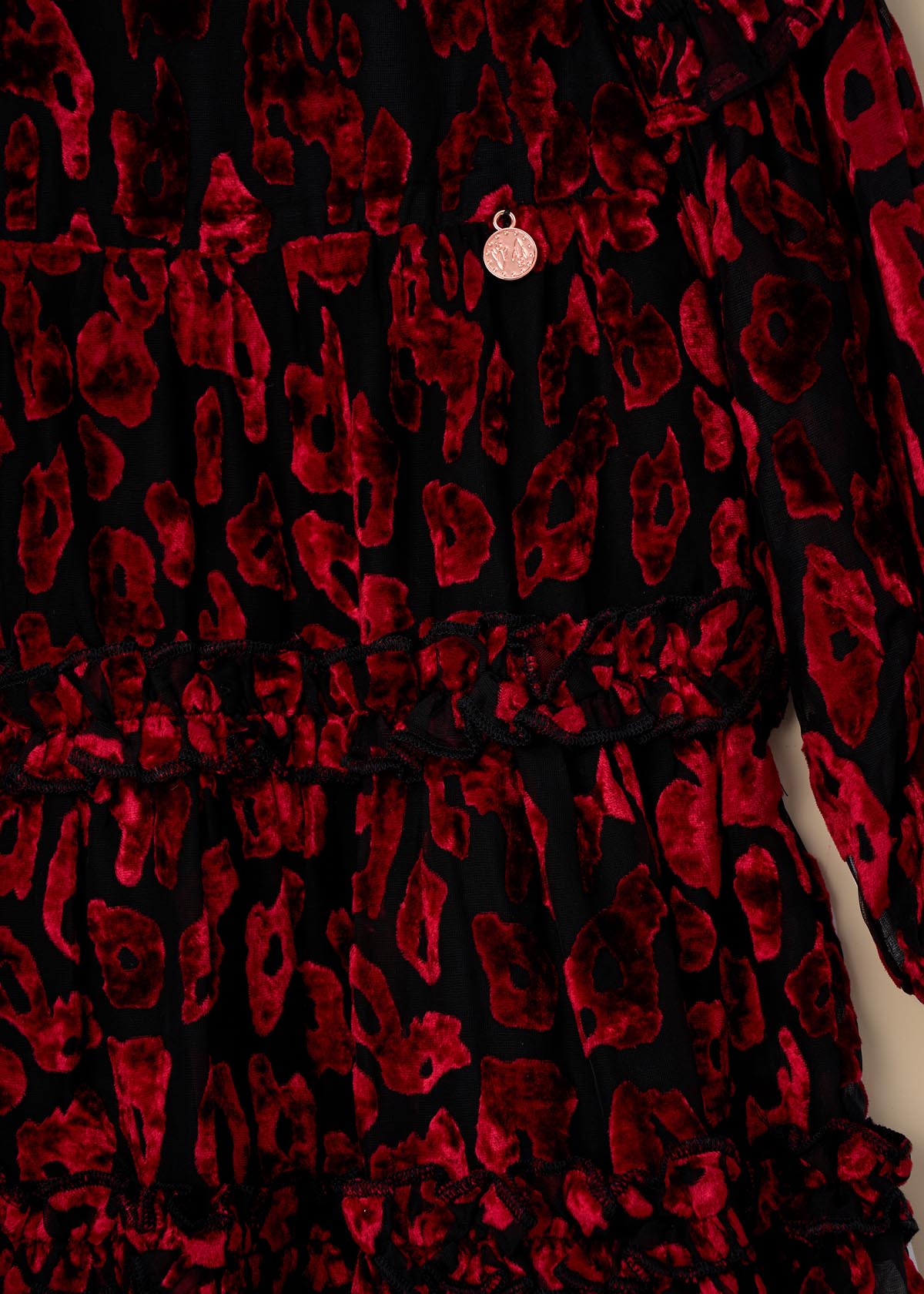 green girl devore velvet tiered dress