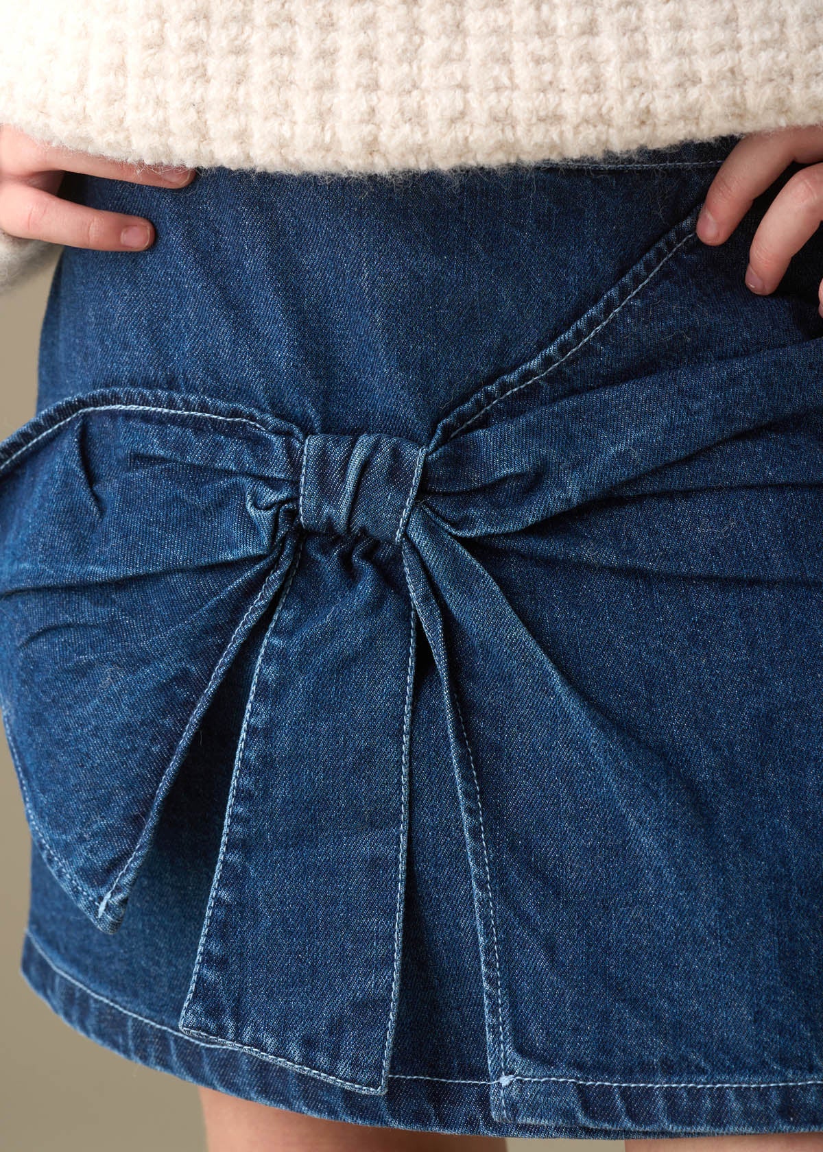 mini girls denim bow aline skirt