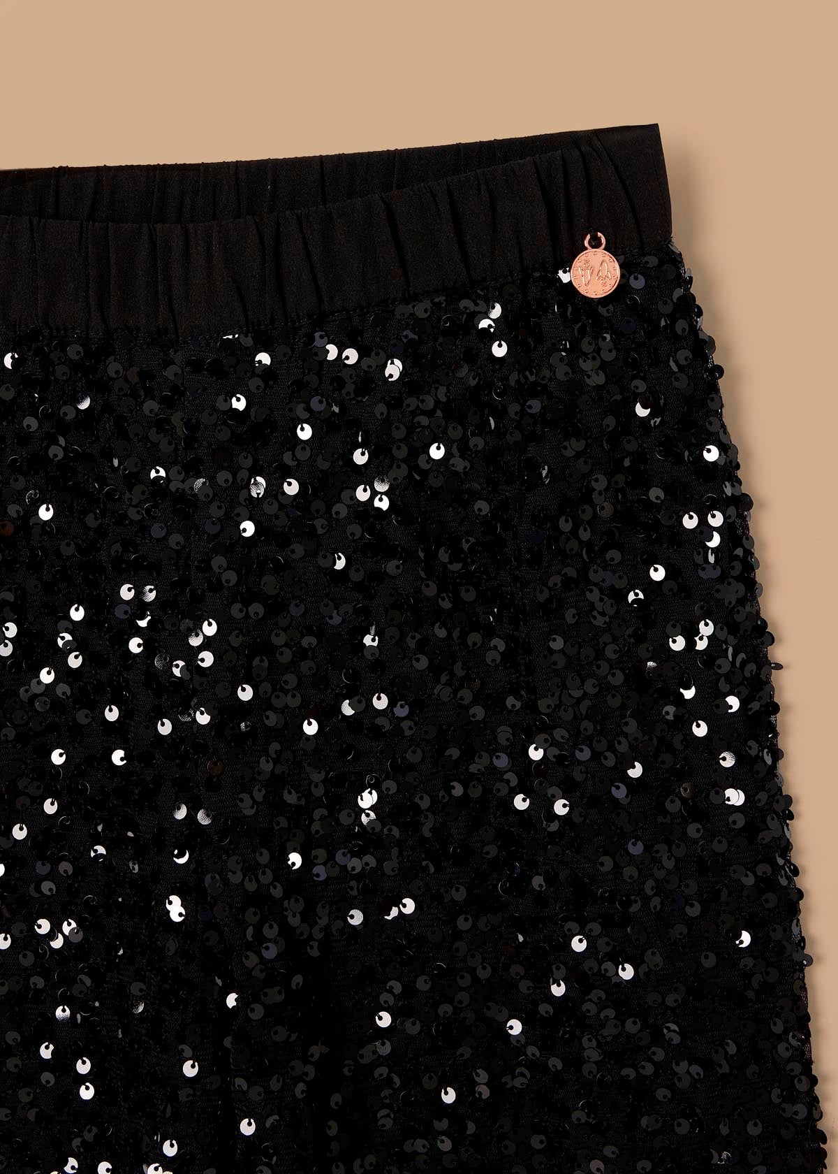 mid rise girl mesh sequin trousers