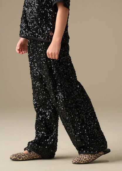 black girl mesh sequin trousers