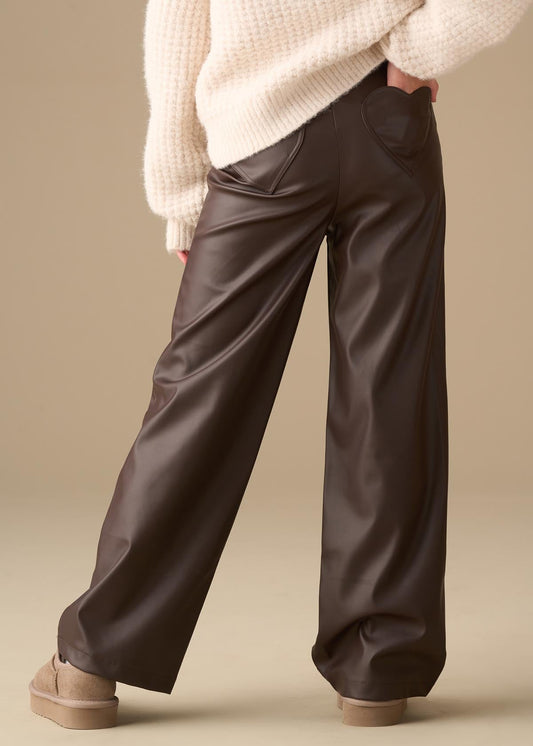 Girls Faux Leather Trousers
