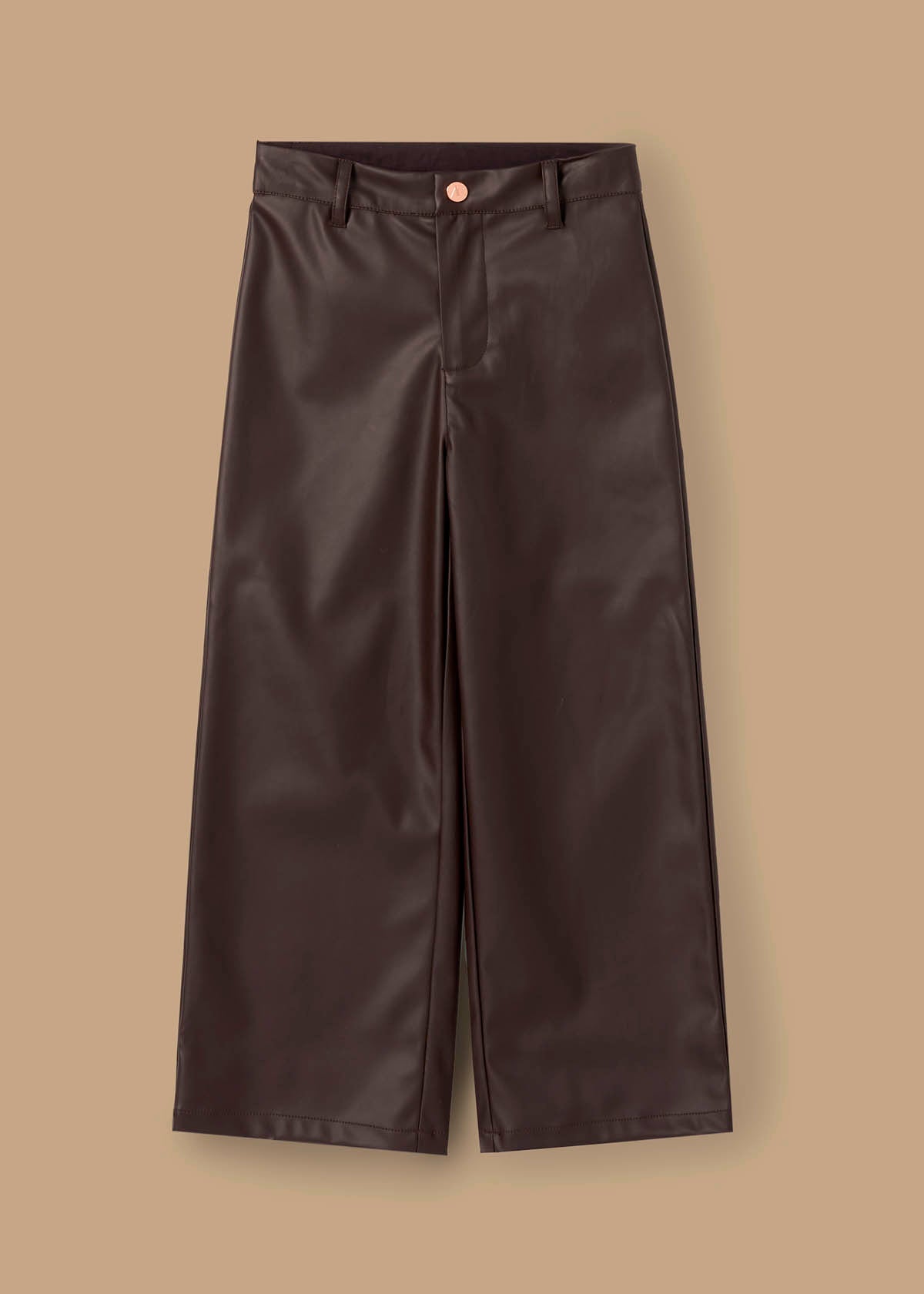 mid rise girls faux leather trousers