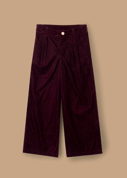 Girls Velvet Wide Leg Trousers