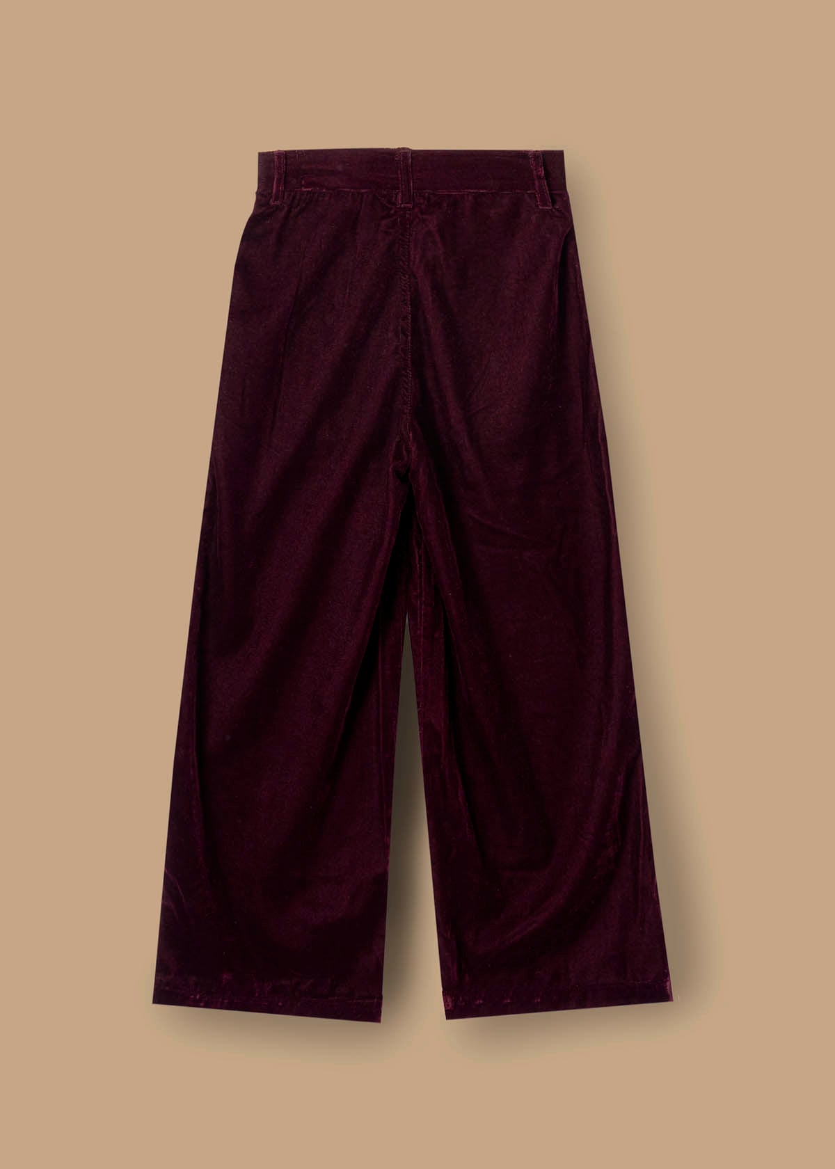 mid rise girls velvet wide leg trousers