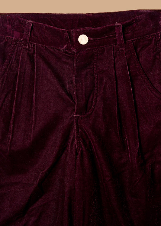 loose fit girls velvet wide leg trousers