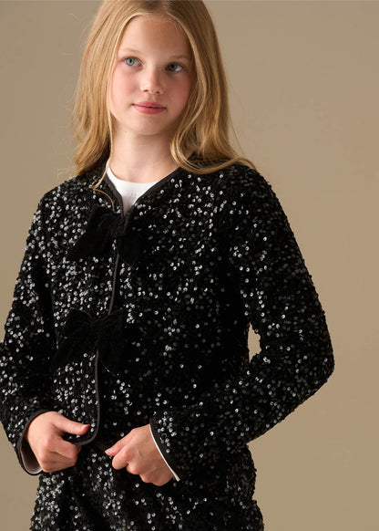 long sleeve girl velvet sequin jacket