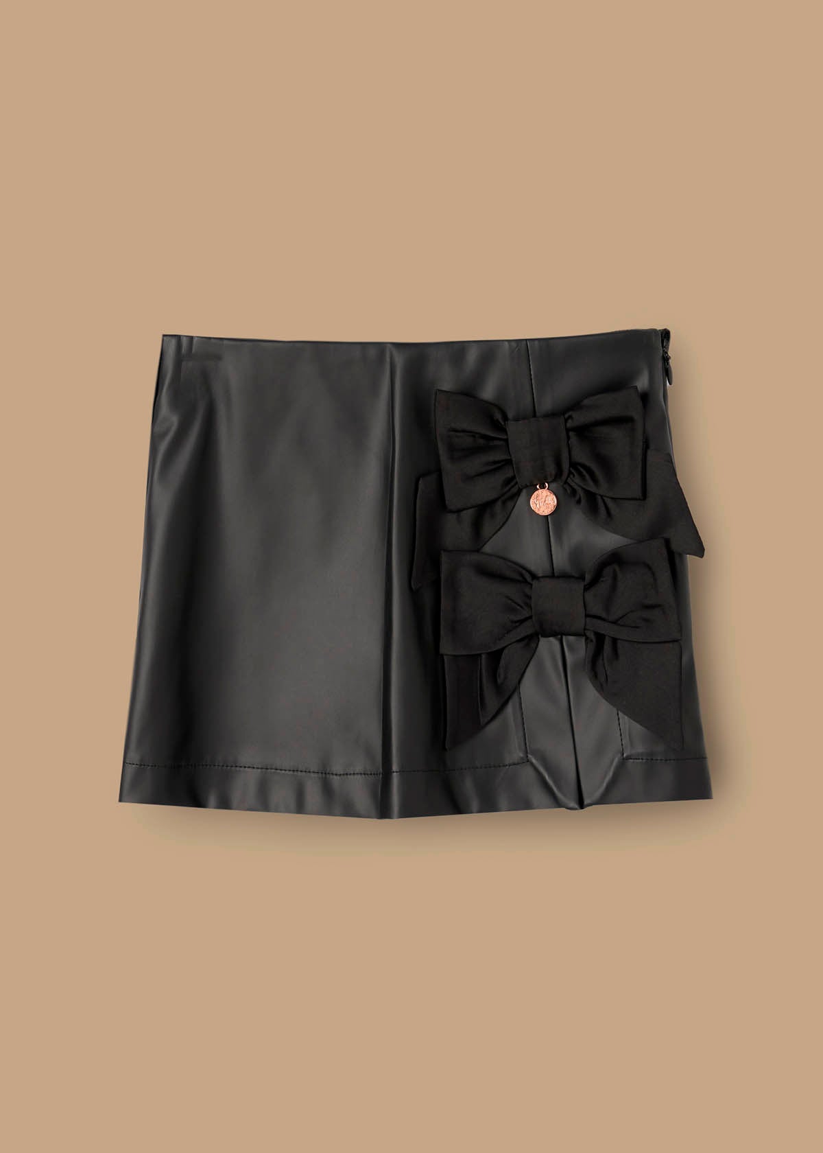 buy girl side bow faux leather skort