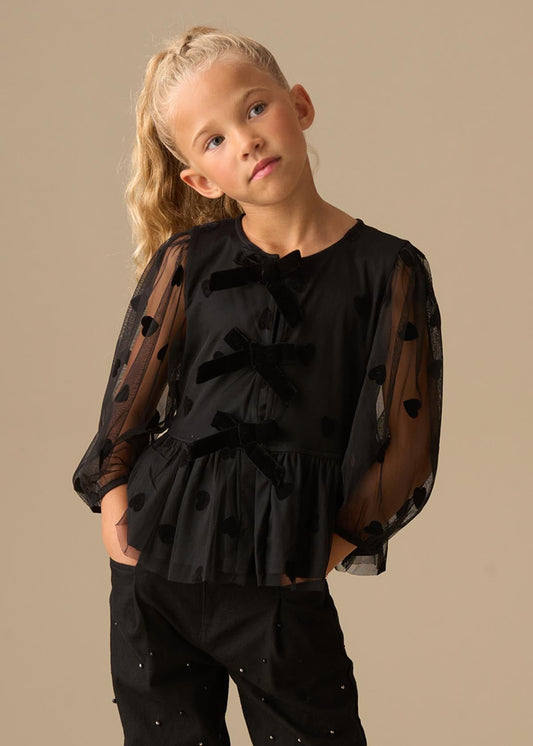 black girl flock heart mesh top