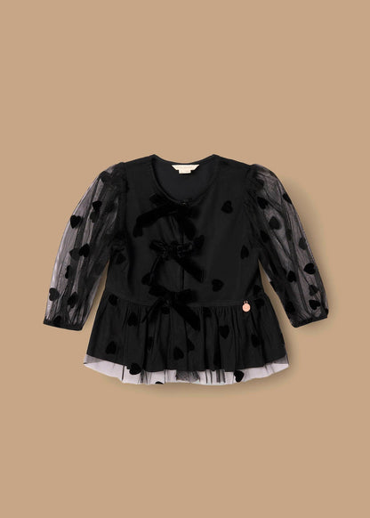 online girl flock heart mesh top