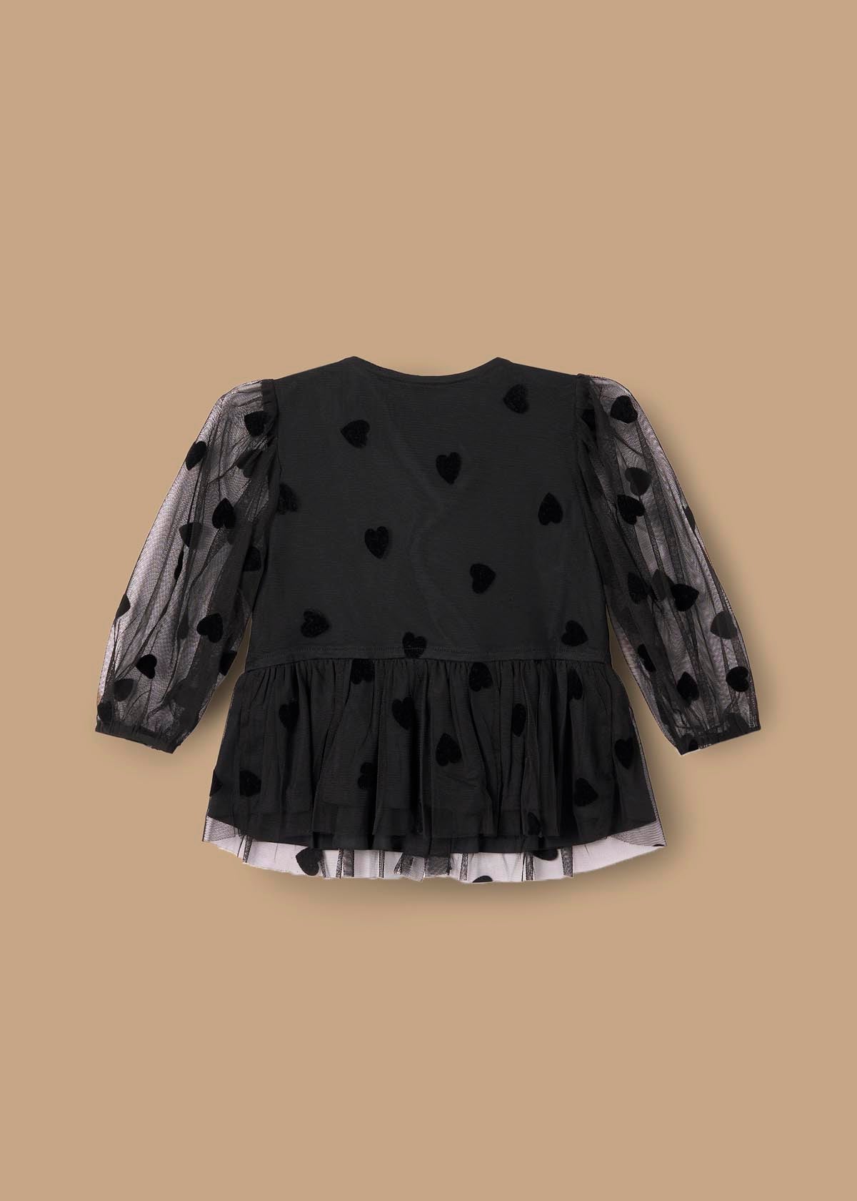 outfit sets girl flock heart mesh top