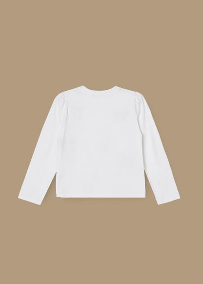 Imogen Embroidered Bow Ls Top - White