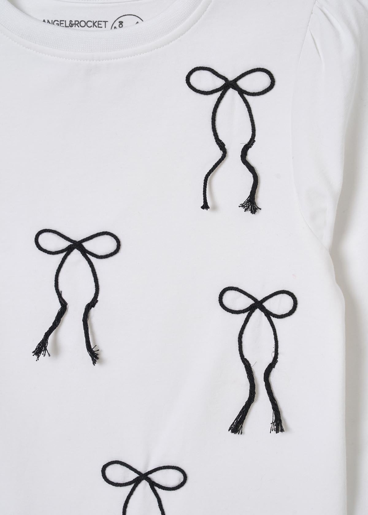 Imogen Embroidered Bow Ls Top - White