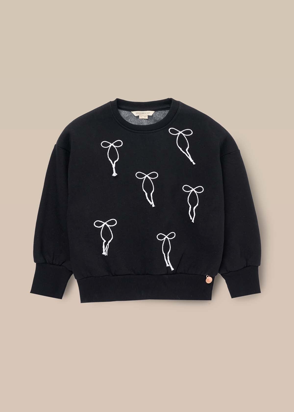 buy girl embroidered bow sweat black