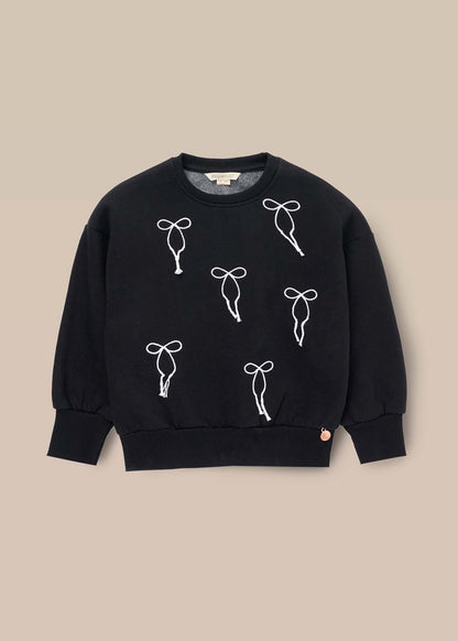 buy girl embroidered bow sweat black