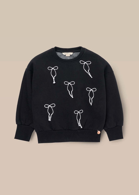 buy girl embroidered bow sweat black