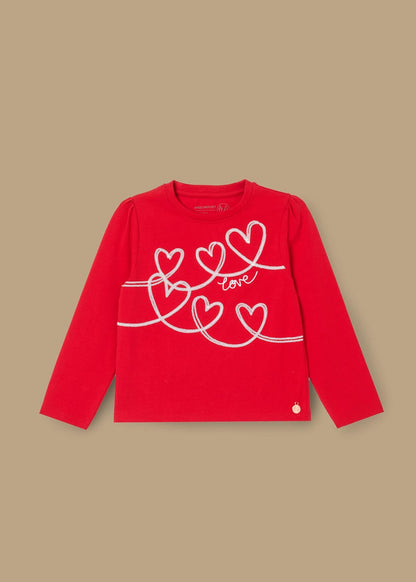 buy girl sequin heart long sleeve top red