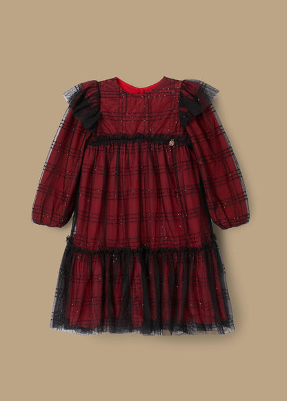 online girl sequin tartan mesh dress