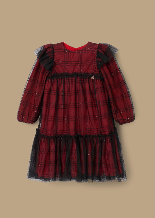 online girl sequin tartan mesh dress