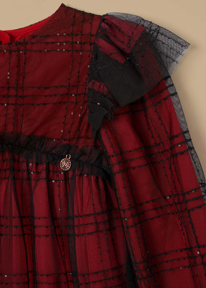 buy girl sequin tartan mesh dress