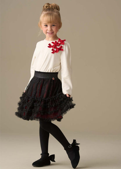 Darby Sequin Tartan Mesh Skirt