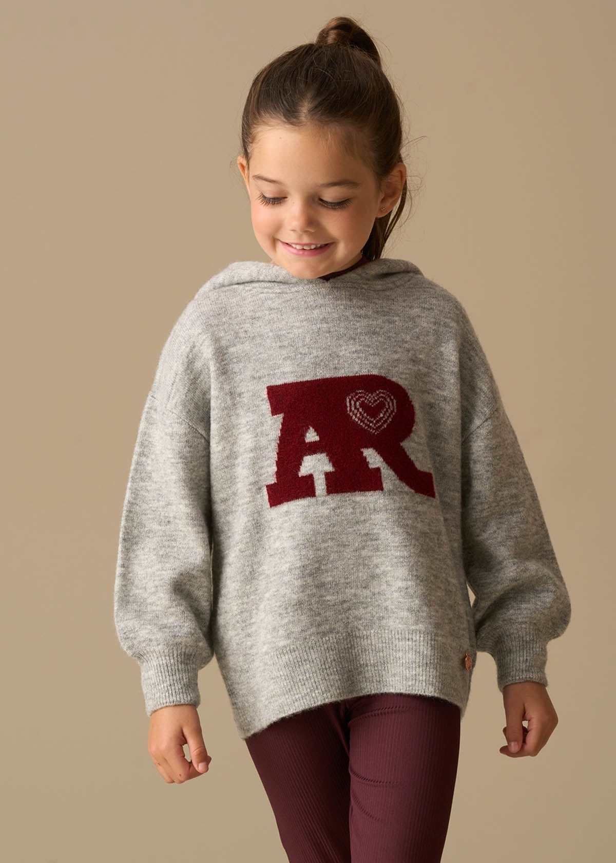 cotton girl active knitted hooded jumper