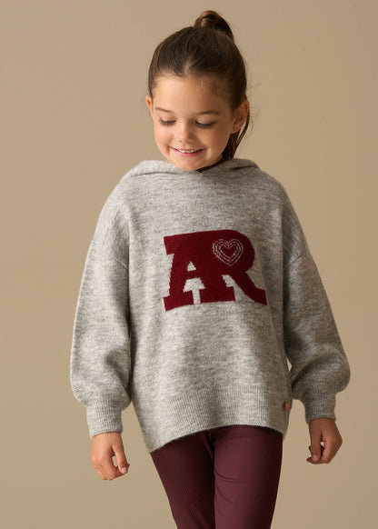 cotton girl active knitted hooded jumper