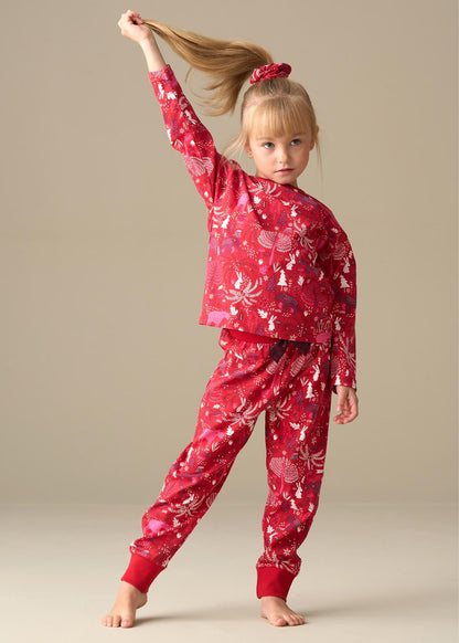 online girl scandi print pjs