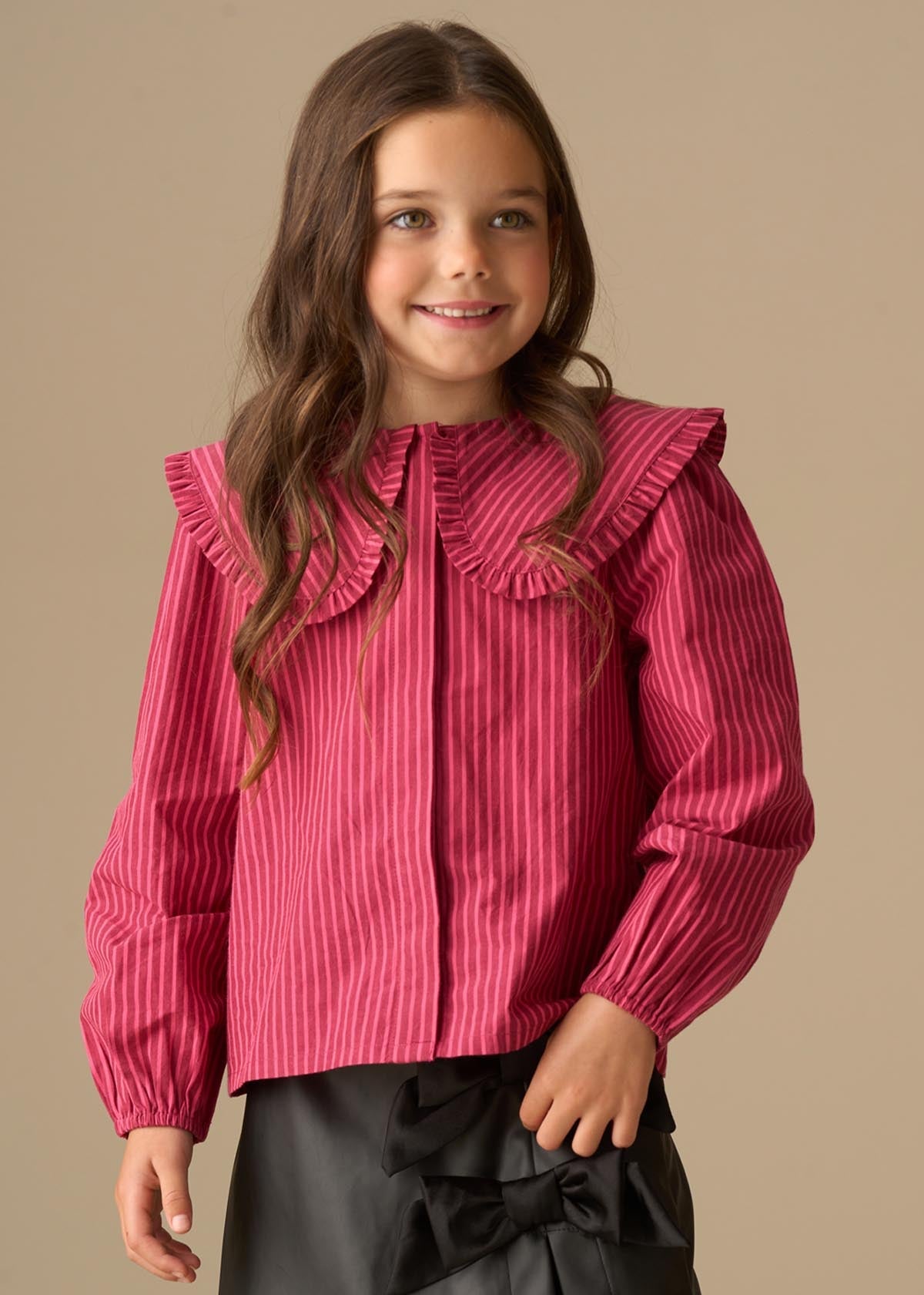 cotton girl frill collar shirt