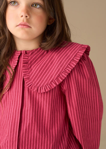 long sleeve girl frill collar shirt