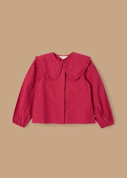 cropped girl frill collar shirt