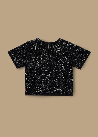 online girl black sequin top 
