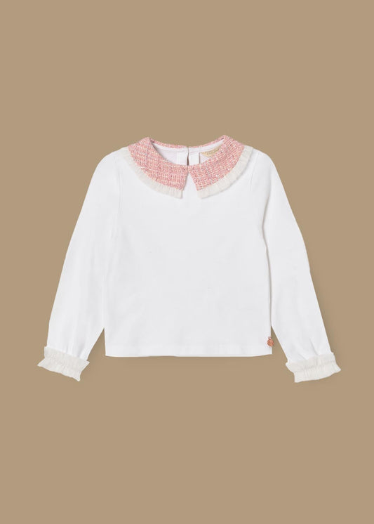 outfit girl tweed collar ls top