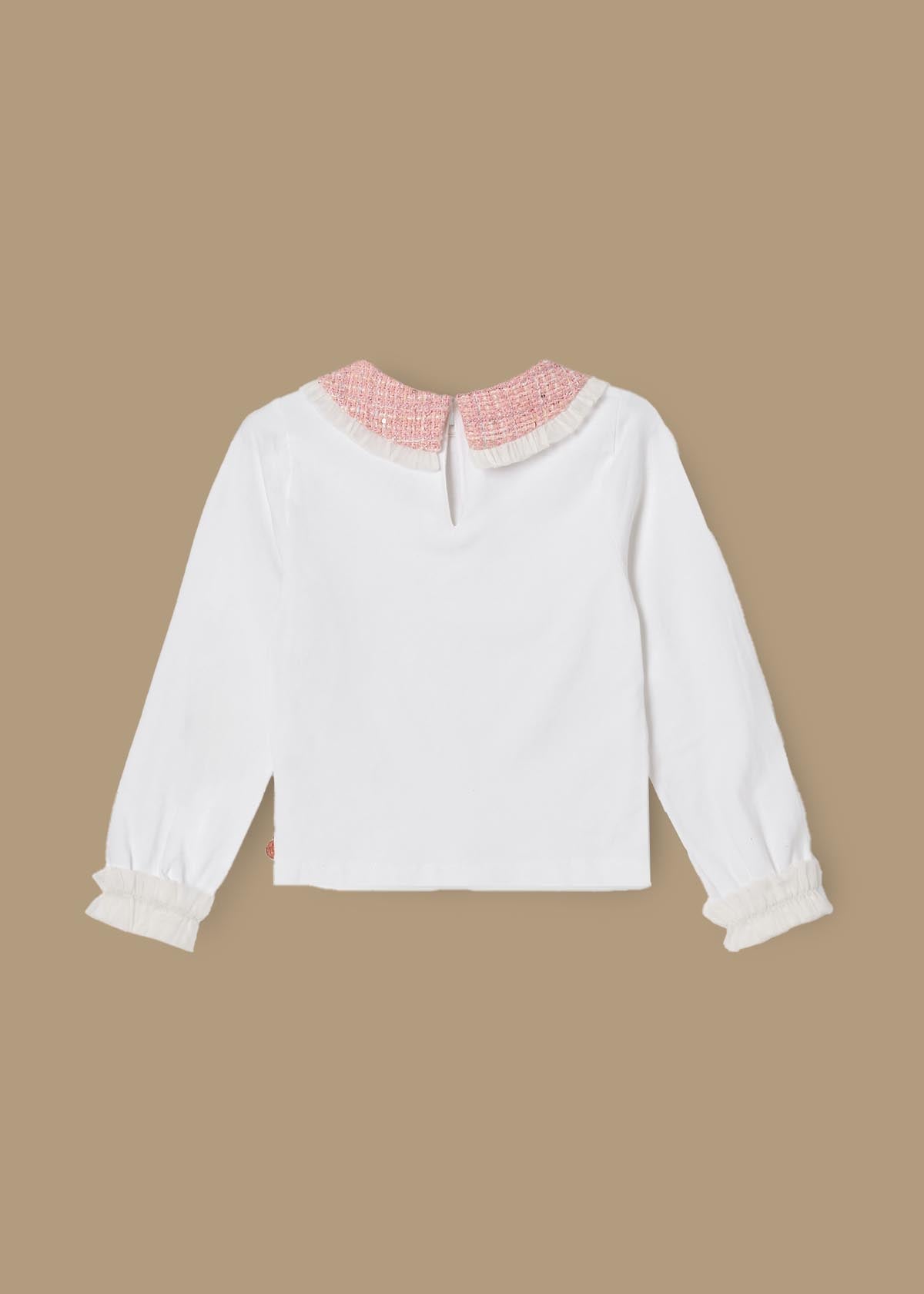 online girl tweed collar ls top