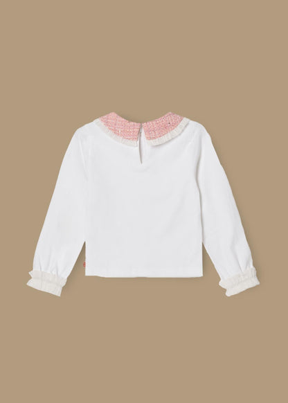 online girl tweed collar ls top