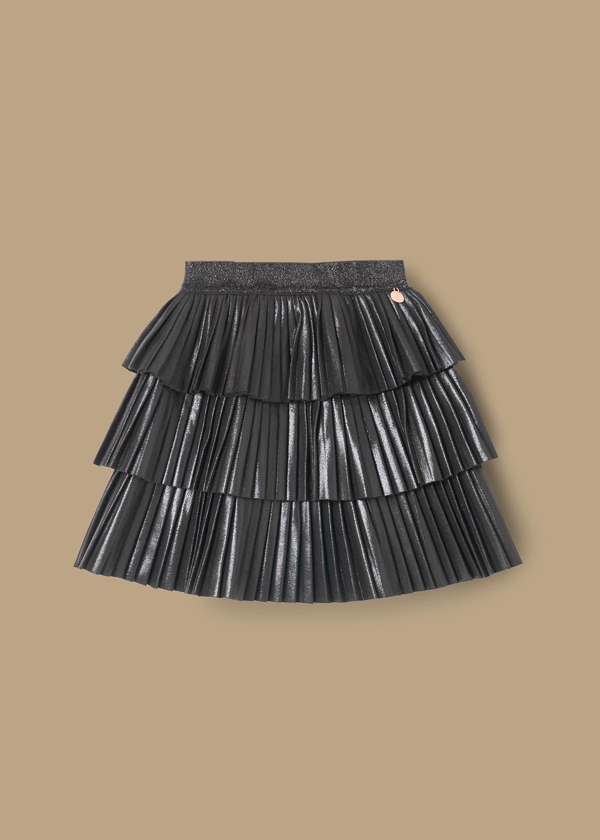 mid-length girl metallic tiered rara skirt