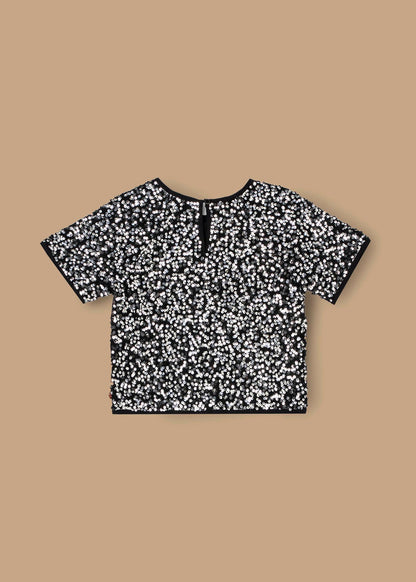 online girl silver sequin top
