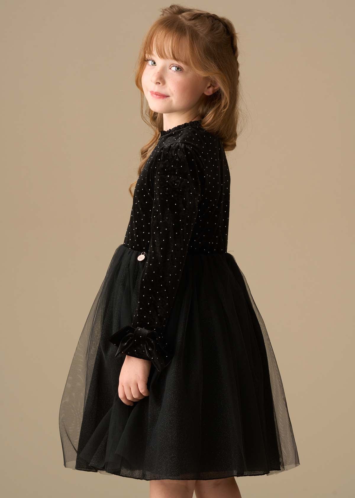maxi girl velvet tulle dress