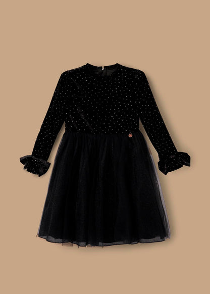 red girl velvet tulle dress