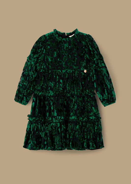 long sleeve girl devore velvet tiered dress