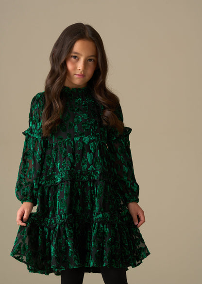 maxi girl devore velvet tiered dress